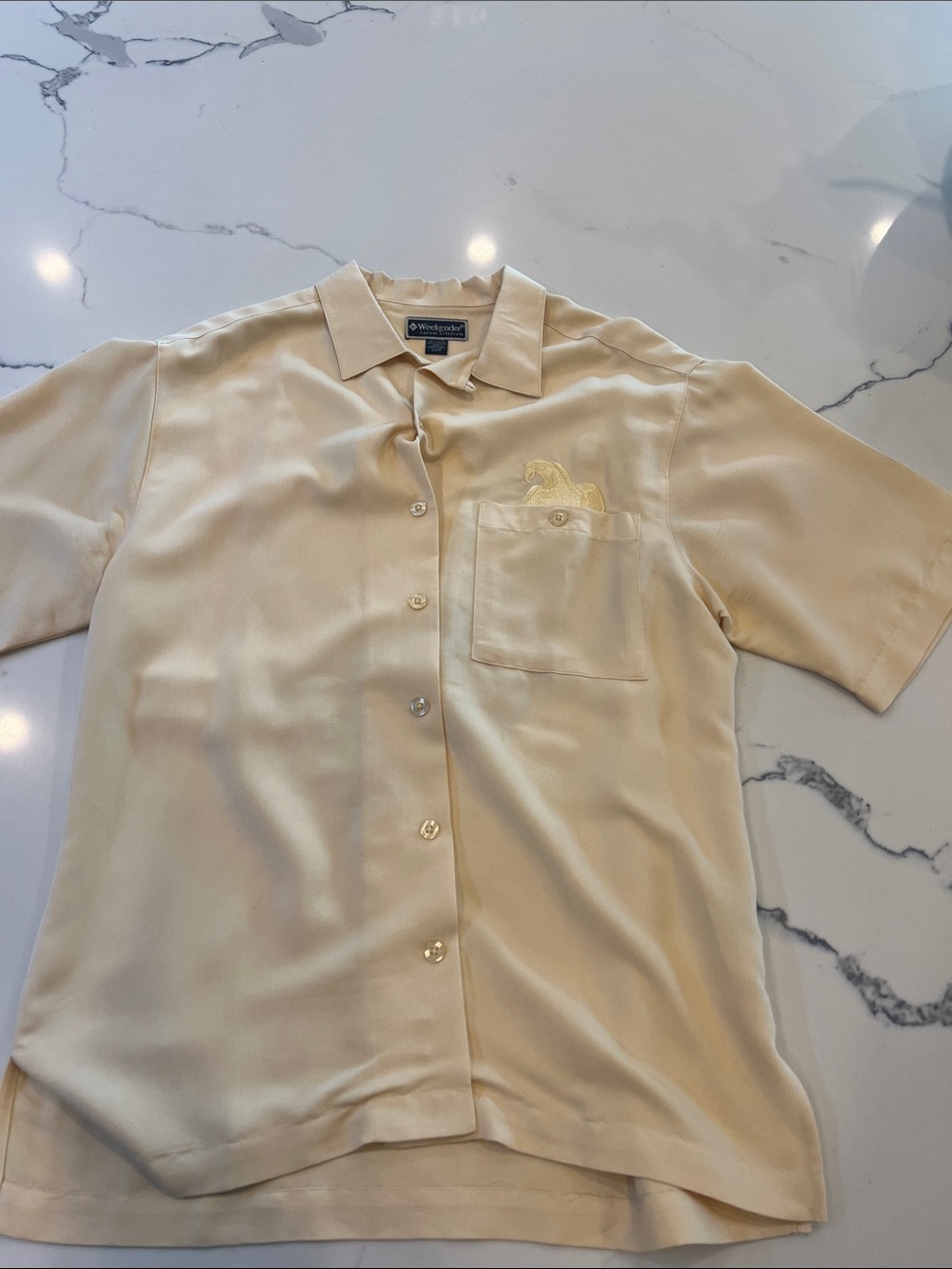Weekenders Cream Short-Sleeve Button-Down Camp Shirt